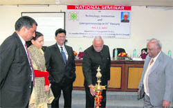 HS Chahal, VC of Murthal university, inaugurates a seminar on "Technology, Innovations and Entrepreneurship in the 21st Century at the university in Sonepa