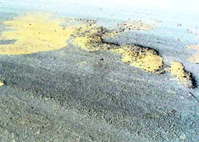A view of the Raikot Road which was constructed only a month ago