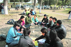 A group of students from Ladakh on the University of Jammu campus. 
