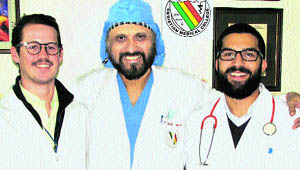 Dr HS Bedi, head of cardio vascular and thoracic department, CMCH, with medicos from Australia. 