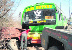 A rescue worker at the accident site in Hoshiarpur 