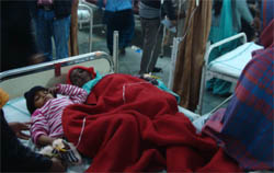 Children undergoing treatment at Guru Gobind Singh Medical College and Hospital in Faridkot on Wednesday evening