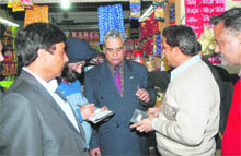 A team of health officials and NGO Child Help raids the area near the bus stand during the anti-tobacco drive in Jalandhar on Wednesday. 