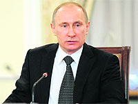 Russian PM Vladimir Putin at a meeting in Moscow.  AFP
