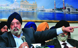 DSGMC president Paramjit Singh Sarna addresses a press conference in New Delhi on Thursday. 