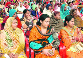 Women representatives of panchayati raj institutions during a function at Fatehabad. 