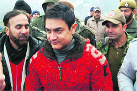 Actor Aamir Khan in Srinagar to shoot for the Incredible India campaign.