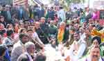 BJP workers sit on a dharna in Ludhiana 