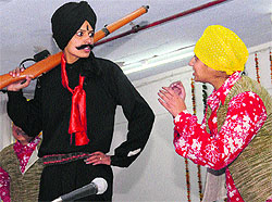 Students perform a skit at the Dev Samaj College for Women, Sector 45, Chandigarh, on Friday