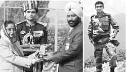 Lt Navdeep Singh (right) and the Ashok Chakra awarded to him posthumously being received by his father, Hony Lt Joginder Singh from the President on Republic Day