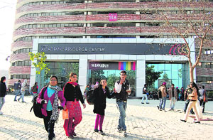 The multi-storey shopping mall on the campus of Lovely Professional University in Phagwara. Photo: Sarabjit Singh