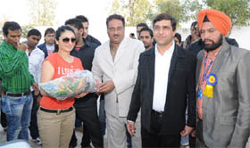 Punjabi film star Neeru Bajwa at a function in Abohar on Saturday.
