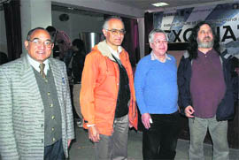Mandi IIT Registrar Dr RC Sawhny, Director TA Gonsalves, Dr Vic Hayes and Richard Stallman at the institute in Mandi on Saturday.