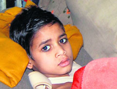 Harman Singh during treatment at Rajindra Hospital in Patiala on Saturday.