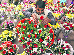A florist prepares for Valentines Day in Chandigarh