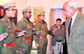 Governor NN Vohra with IPS officers in Jammu.
