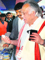 Union Minister Jairam Ramesh at an exhibition in Guwahati. 