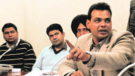Ludhiana DCP Ashish Chaudhary addresses mediapersons. 