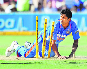 Vinay Kumar was the most successful bowler with two wickets in Adelaide on Sunday.