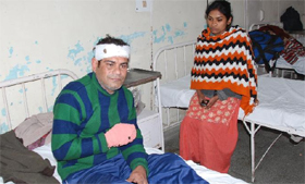 The injured house owner Raj Kumar has been admitted to the Civil Hospital in Bathinda for treatment.