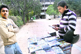 Pirated CDs on sale near the DC office at Sector 17 in Chandigarh on Monday.