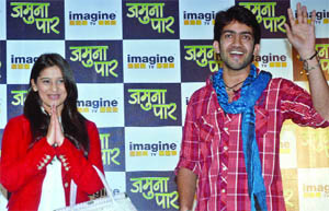 TV actors Vidhi Malhotra and Biju Katewa at a press conference to promote their TV serial ''Jamuna Paar''  in New Delhi on Monday. 