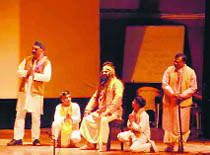 A scene from Poster staged by Kalamanch at Rashtriya Indian Military College in Dehradun.