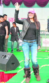 Actor Neeru Bajwa during Communis-2012 - Media Fest at Doaba College in Jalandhar on Monday.