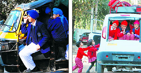 Overloaded auto-rickshaws continue to ferry children to schools in violation of HC norms in Amritsar