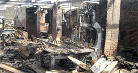 A sawmill gutted in Abohar on Monday night.