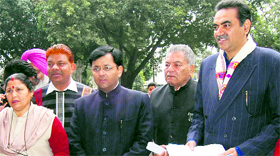BJP councillors on their way to submit a memorandum to the UT Adviser in Chandigarh on Tuesday.
