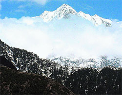 A view of the Dhauladhars after fresh snow