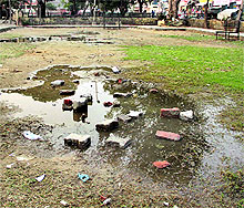 An ill-maintained park near Mata Rani Chowk
