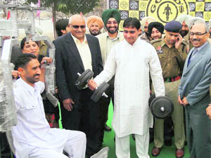 DGP (Jails) Shashi Kant inaugurates a gym in Patiala jail on Tuesday. 