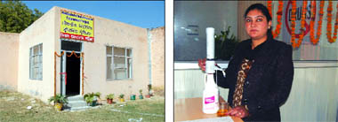 A view of the building where the Methadone Maintenance Treatment Project was launched, at the Drug De-addiction Centre on the premises of the Civil Hospital in Bathinda, on Wednesday; Ramandeep Kaur, a staff nurse, demonstrates the functioning of a methadone dispensing unit. 