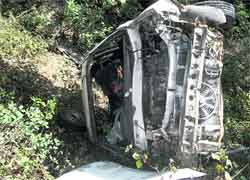 The ill-fated Indica that fell into a gorge near Mussoorie 