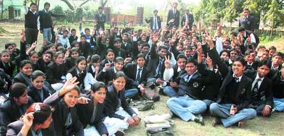 Students of the Siddharath Institute of Pharmacy hold a demonstration against the management of the institute in Dehradun