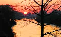 The sunset as seen over the Ganga canal in Haridwar