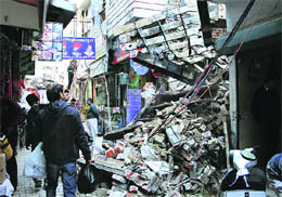 The unsafe building that was razed by the Municipal Corporation at Atari Bazaar in Jalandhar.