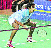 Pranav Chopra in action during a badminton match