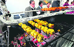 A view of a barbeque during the Kebab-e-Khaas fiesta at the GGN Institute of Management and Technolog