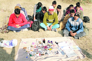Youths disqualified for consuming drugs to pass physical tests for recruitment to the Army in Hisar on Thursday.