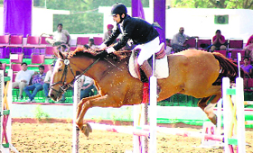 Yuvraj Yadav participates in a horse riding championship in Mumbai.