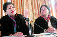 Prema Cariappa, chairperson of the Central Social Welfare Board, addresses mediapersons in Shimla on Thursday