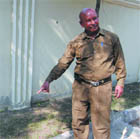 A man points towards the spot where a bomb-like object was found at Model Town in Jalandhar on Thursday. 