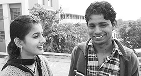 Deepa Sharma and Dharminder Kumar outside the District Courts in Panchkula 
