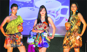 Students of Government Home Science College walk the ramp at Sector 10 in Chandigarh on Friday.