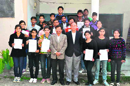 Students of Sri Guru Ram Rai College who were selected under the Inspire scheme of the Central government in Dehradun