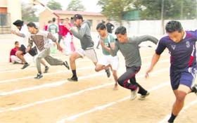 A race underway at the annual athletics meet of BCM College of Education in Ludhiana on Friday