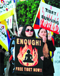 Pro-Tibetan demonstrators protest in US.